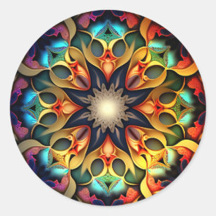 Pegatina Redonda Kaleidoscope Mandala Flower Design-23091
