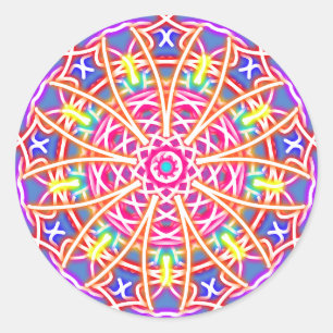 Pegatina Redonda Kaleidoscope sobre azul