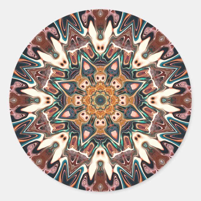Pegatina Redonda Kaleidoscopio de colores (Anverso)