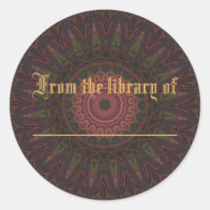 Pegatina Redonda Kaleidoscopio de Rueda Rosa y Verde