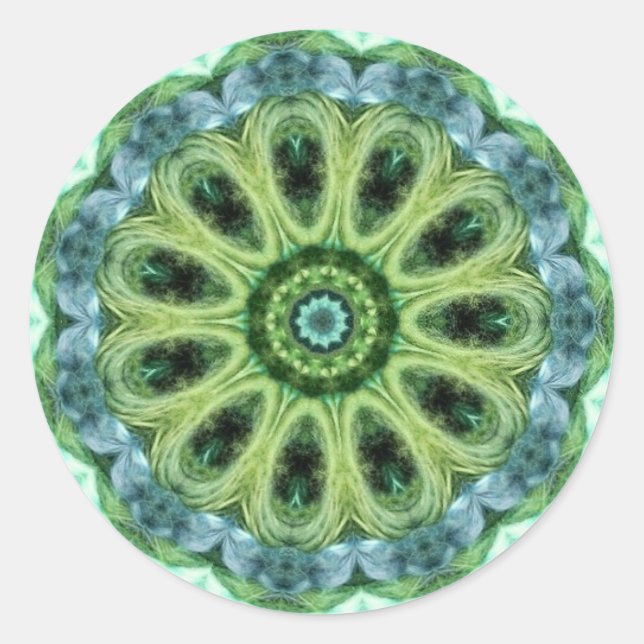 Pegatina Redonda Kaleidoscopio verde (Anverso)