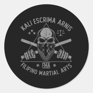 Pegatina Redonda Kali Escrima Arnis FMA Artes Marciales Filipinas