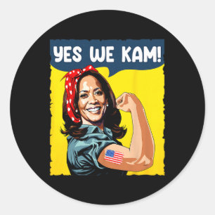 Pegatina Redonda Kam Rosie El Riveter De La Presidenta Kamala Harr