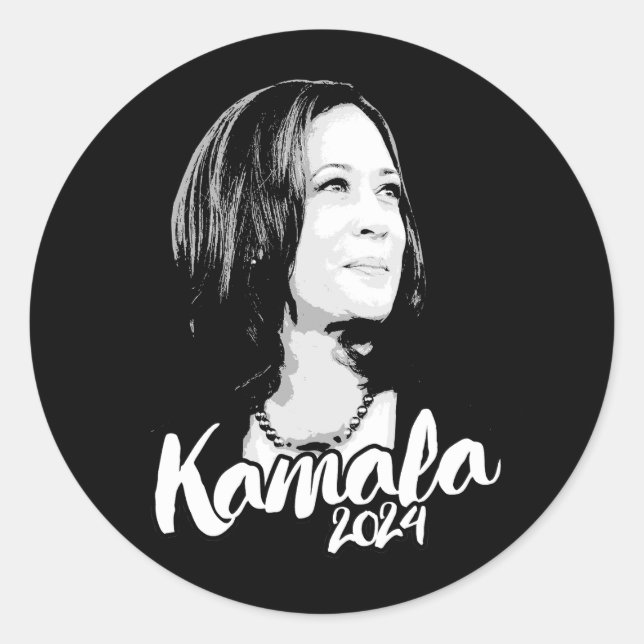Pegatina Redonda Kamala 2024 (Anverso)