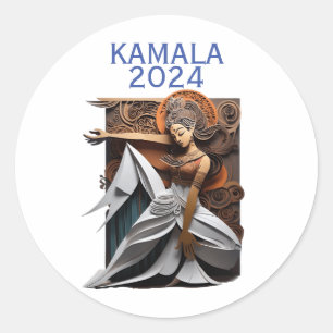 Pegatina Redonda Kamala 2024 por el presidente Thunder_Cove