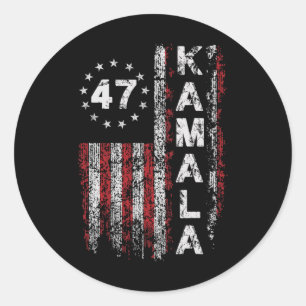 Pegatina Redonda Kamala 47 Kamala47 Presidente Bandera Estadouniden
