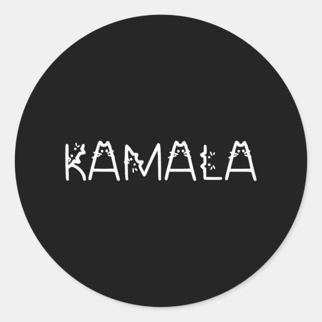 Pegatina Redonda Kamala En Cat Font Kamala Harris Wheimer 2024 Walt (Anverso)