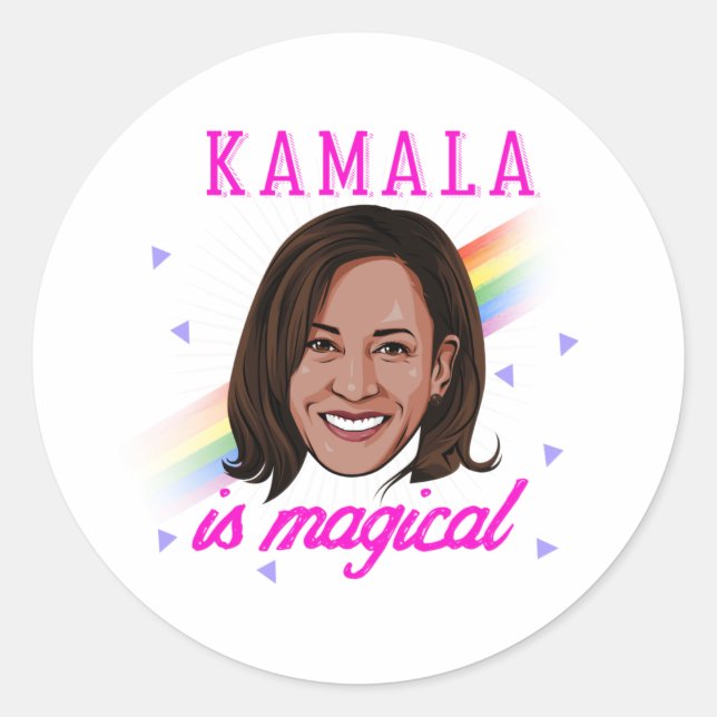 Pegatina Redonda Kamala es mágica (Anverso)