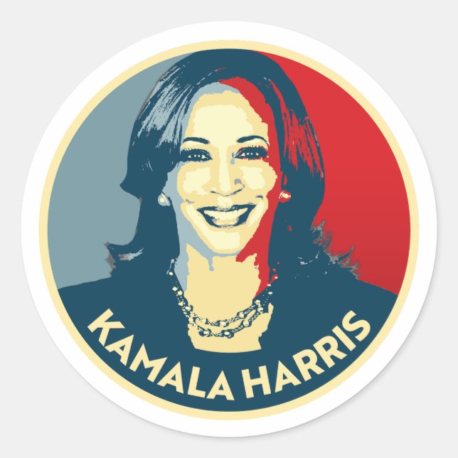 Pegatina Redonda Kamala Harris (Anverso)