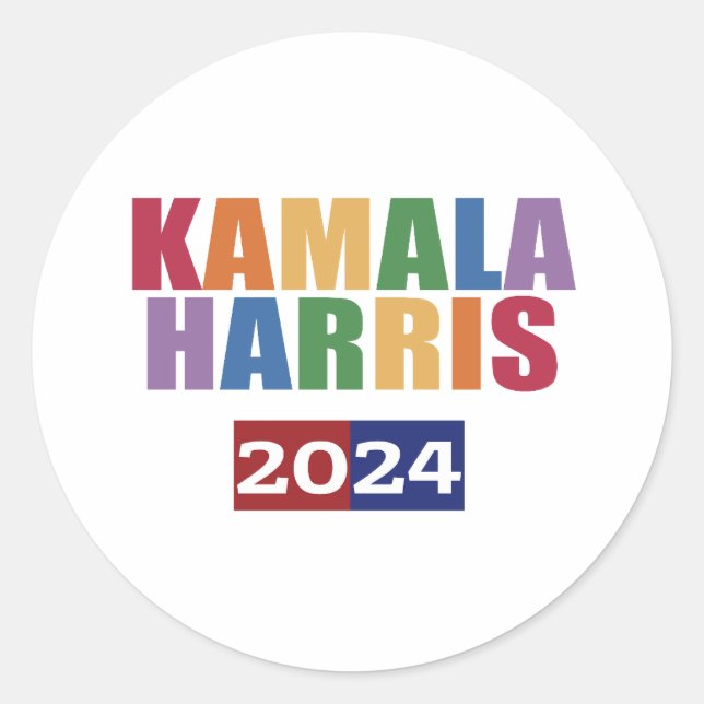 Pegatina Redonda Kamala Harris. (Anverso)