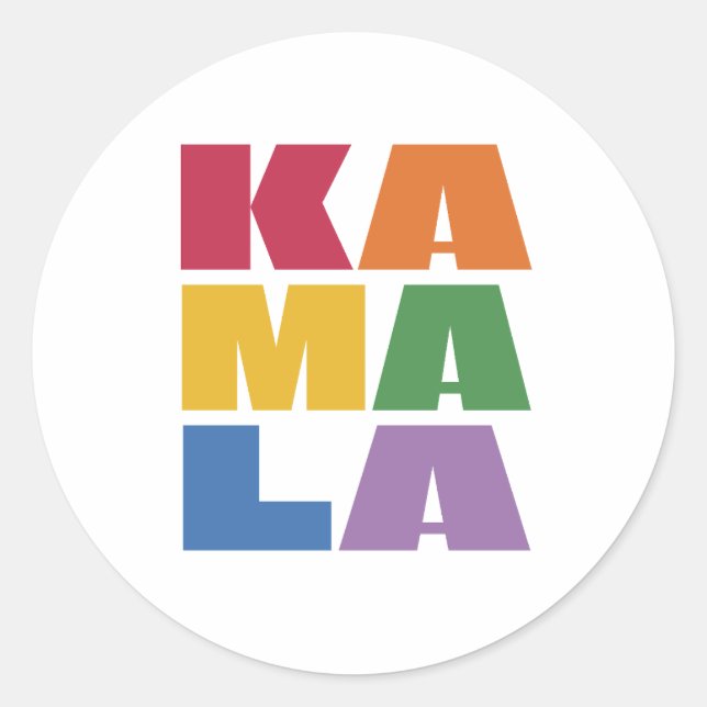 Pegatina Redonda Kamala Harris. (Anverso)