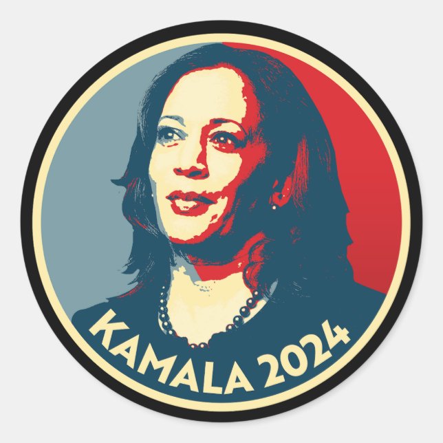 Pegatina Redonda Kamala Harris 2024 (Anverso)