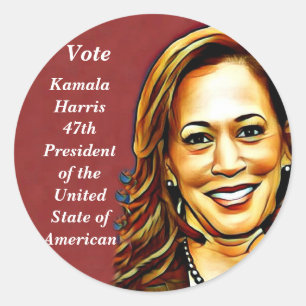 Pegatina Redonda Kamala Harris-2024_