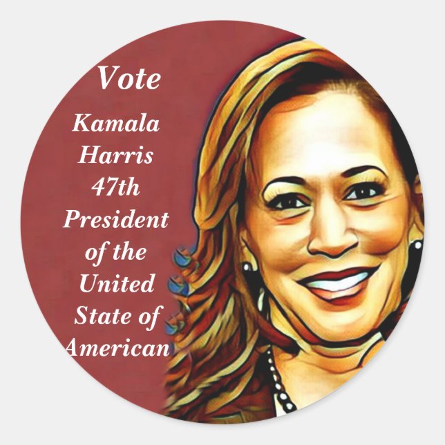 Pegatina Redonda Kamala Harris-2024_ (Anverso)
