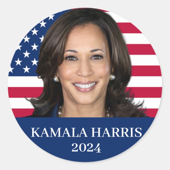 Pegatina Redonda Kamala Harris 2024 (Anverso)