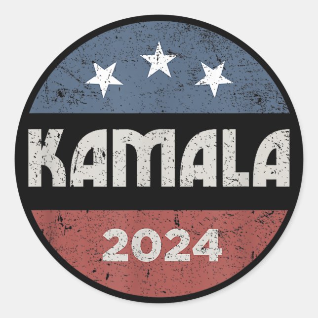Pegatina Redonda Kamala Harris 2024 (Anverso)