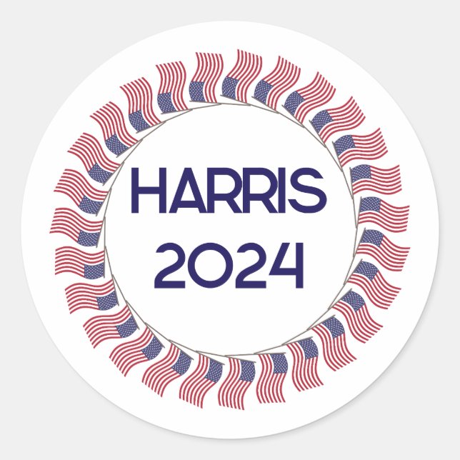 Pegatina Redonda Kamala Harris 2024 (Anverso)