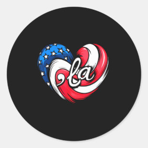 Pegatina Redonda Kamala Harris 2024 American Flag Heart Comma La Pa