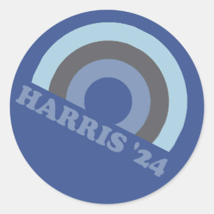 Pegatina Redonda Kamala Harris 2024 Arcoíris Retro