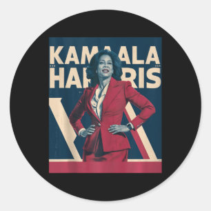 Pegatina Redonda Kamala Harris 2024 - Diseño De Fuerza