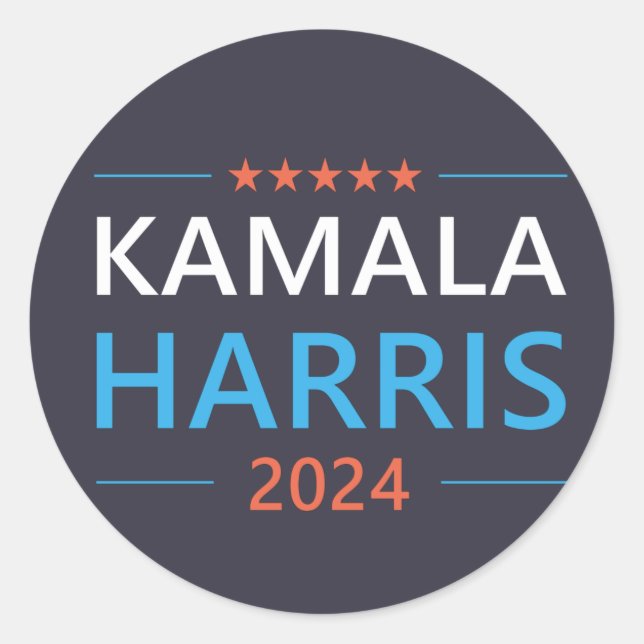 Pegatina Redonda Kamala Harris 2024 para el presidente (Anverso)
