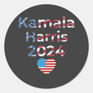 Pegatina Redonda Kamala Harris 2024 Patriotic