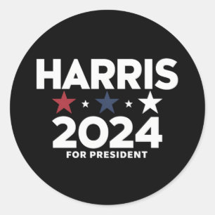 Pegatina Redonda Kamala Harris 2024 por campaña electoral presidenc