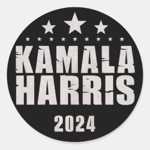 Pegatina Redonda Kamala Harris 2024 Por Las Elecciones Retro Presid