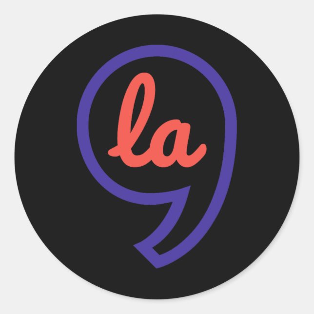 Pegatina Redonda Kamala Harris 2024 Presidente Comma La Funny (Anverso)