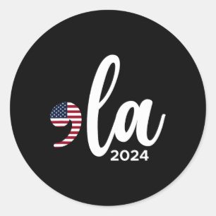 Pegatina Redonda Kamala Harris 2024 Presidente Comma La Funny