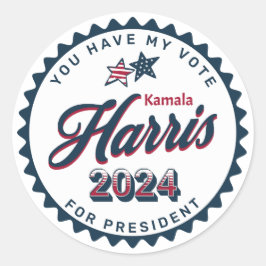 Pegatina Redonda Kamala Harris 2024 | Tiene mi voto
