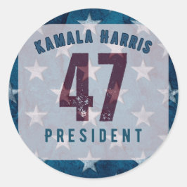 Pegatina Redonda Kamala Harris 47° presidente. Circular