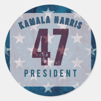 Pegatina Redonda Kamala Harris 47° presidente. Circular