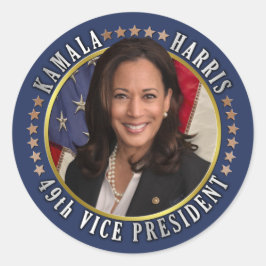 Pegatina Redonda Kamala Harris 49ª Conmemoración del Vicepresidente