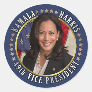 Pegatina Redonda Kamala Harris 49º Vicepresidente Conmemorativo