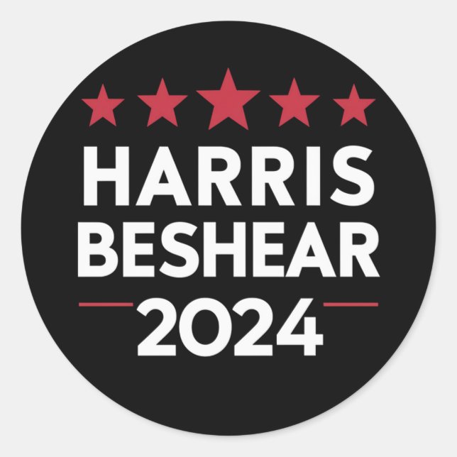 Pegatina Redonda Kamala Harris Andy Beshear 2024 Harris Beshear 202 (Anverso)