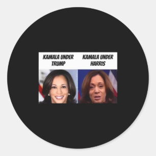 Pegatina Redonda Kamala Harris bajo la fama de Trump