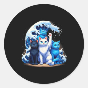 Pegatina Redonda Kamala Harris Blue Cats Wave Cat Amantes del gato