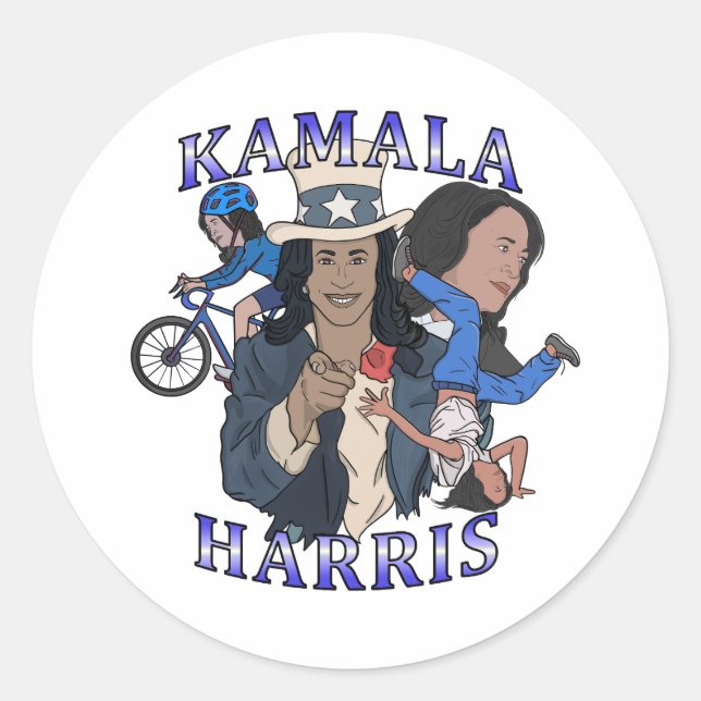 Pegatina Redonda Kamala Harris Bootleg Rap Style (Anverso)