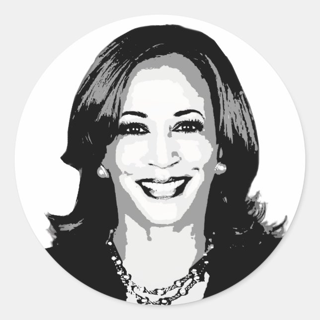 Pegatina Redonda Kamala Harris Bust (Anverso)