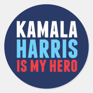 Pegatina Redonda Kamala Harris es mi héroe