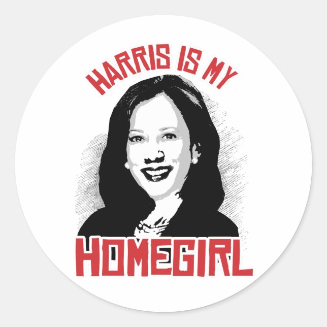 Pegatina Redonda Kamala Harris es mi Homegirl - (Anverso)