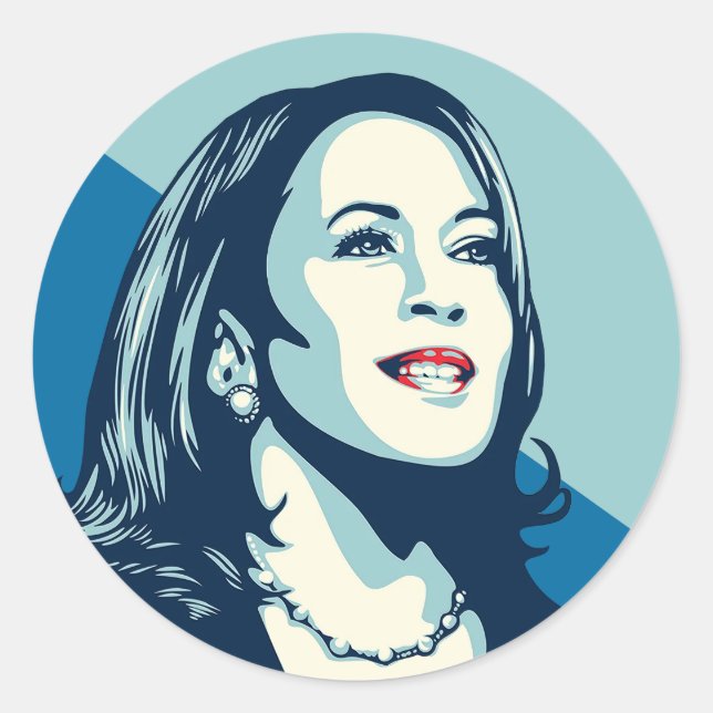 PEGATINA REDONDA KAMALA HARRIS FORWARD (Anverso)