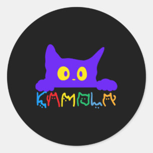 Pegatina Redonda Kamala Harris Funny Cat Lettering Typography