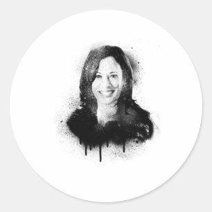 Pegatina Redonda Kamala Harris Graffiti Art