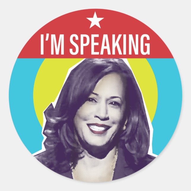Pegatina Redonda Kamala Harris / Hablo (Anverso)