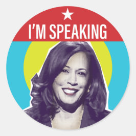 Pegatina Redonda Kamala Harris / Hablo