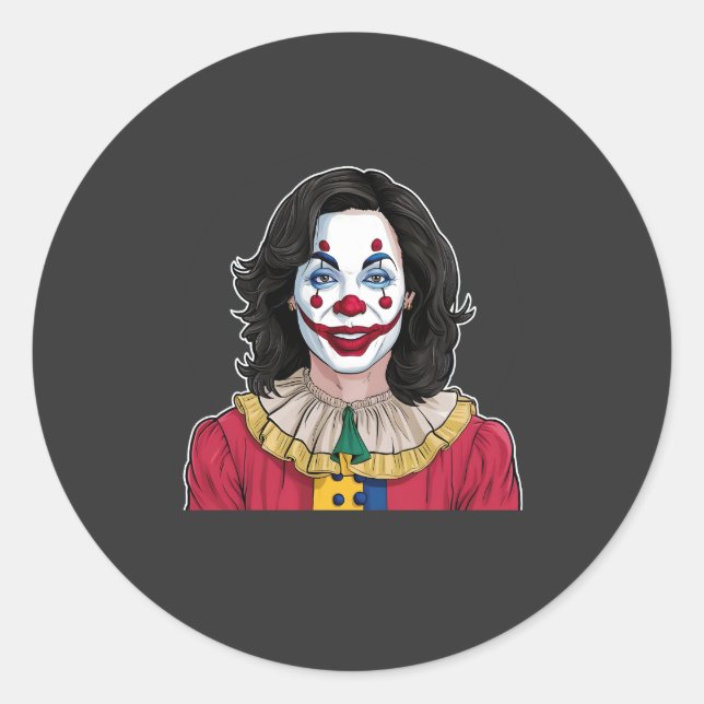 Pegatina Redonda Kamala Harris habló sobre las elecciones de payaso (Anverso)