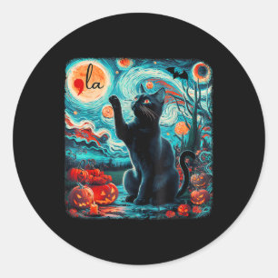 Pegatina Redonda Kamala Harris Halloween bats Starry Night Black Ca