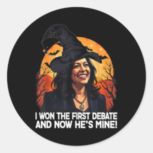 Pegatina Redonda Kamala Harris Halloween Ganó El Primer Debate Im W